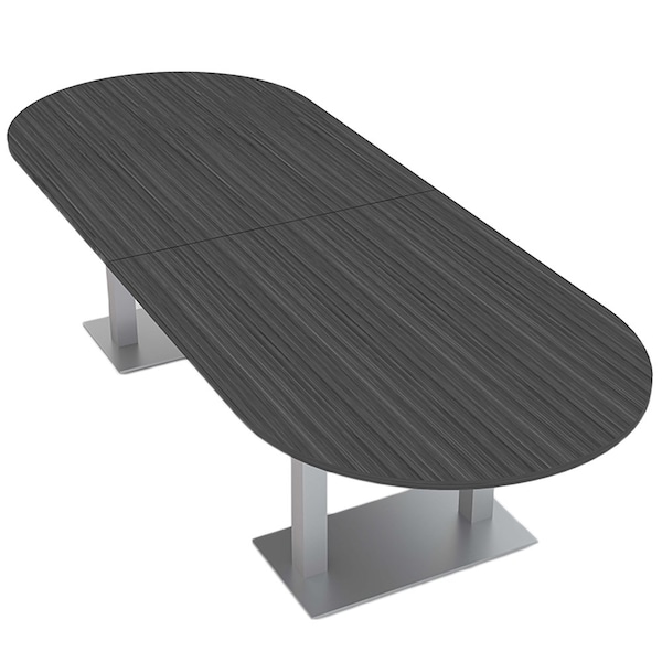 Racetrack Shaped 10 Person Conference Room Table, 46" W, 10 ft L, 29" H, Asian Night